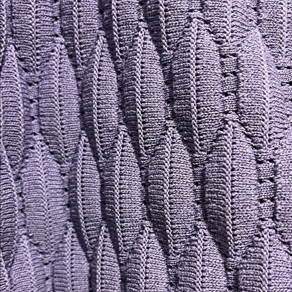 Express Lilac Cable Knit Puff-Sleeve Button Cardigan - Picture 9 of 10